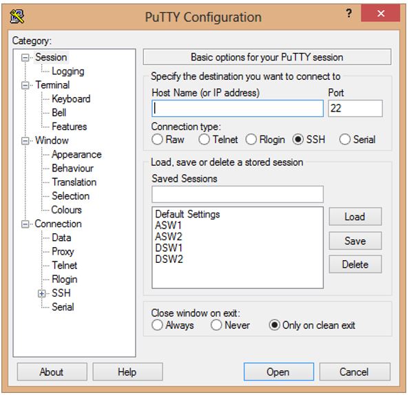 Screenshot Putty